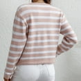 thumbnail image 4 of Odeerbi Striped Knit Cardigan Sweaters For Women Loose Winter Sweater 2025 Fashion Border Single Breasted Sweater Pink, 4 of 5