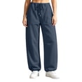 thumbnail image 2 of Jogger Sweatpants for Women Barrel Drawstring Loose Fit Track Pants Casual Elastic Waist Pants with Pockets Trendy Fall Outfits Lounge, 2 of 7