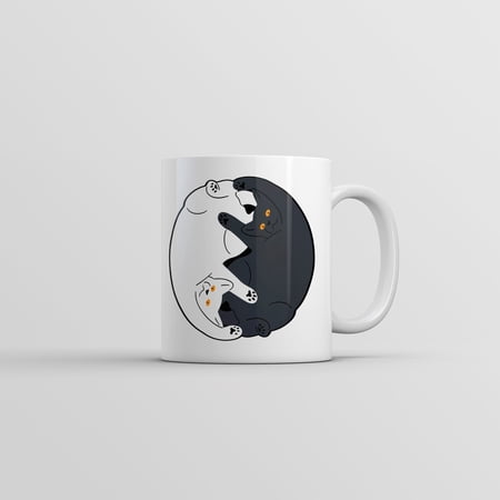 Yin Yang Cats Mug Funny Cat Graphic Novelty Coffee Cup