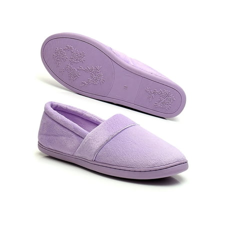 

Lacyhop Women Indoor Breathable Slipper For Mom Comfort Closed Toe Anti-Slip Memory Foam Mother Shoe Purple 43-44