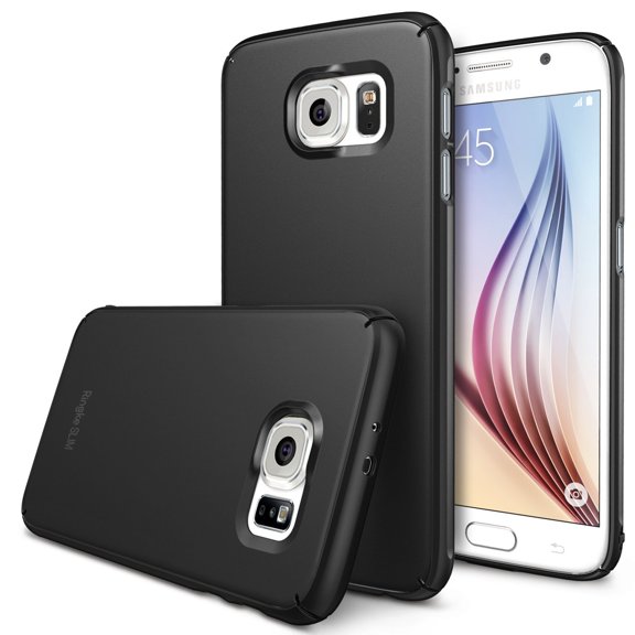 Ringke Slim Case Compatible with Samsung Galaxy S6, Lightweight Thin Soft Premium Coating Hard PC Cover - Black