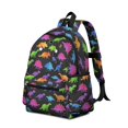 thumbnail image 2 of Black Colorful Dinosaurs Pattern Cute School Backpack with Padded Back and Adjustable Shoulder Straps 13.4"x11"x4.7", 2 of 5