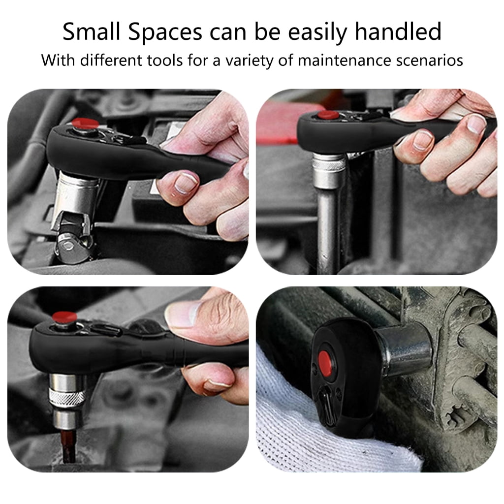 3Pcs 72 Tooth Small Ratchet Wrench Set for Tight Space Includes 1/4'' 3/8'' 1/2'' Drive Quick Release Reversible Design