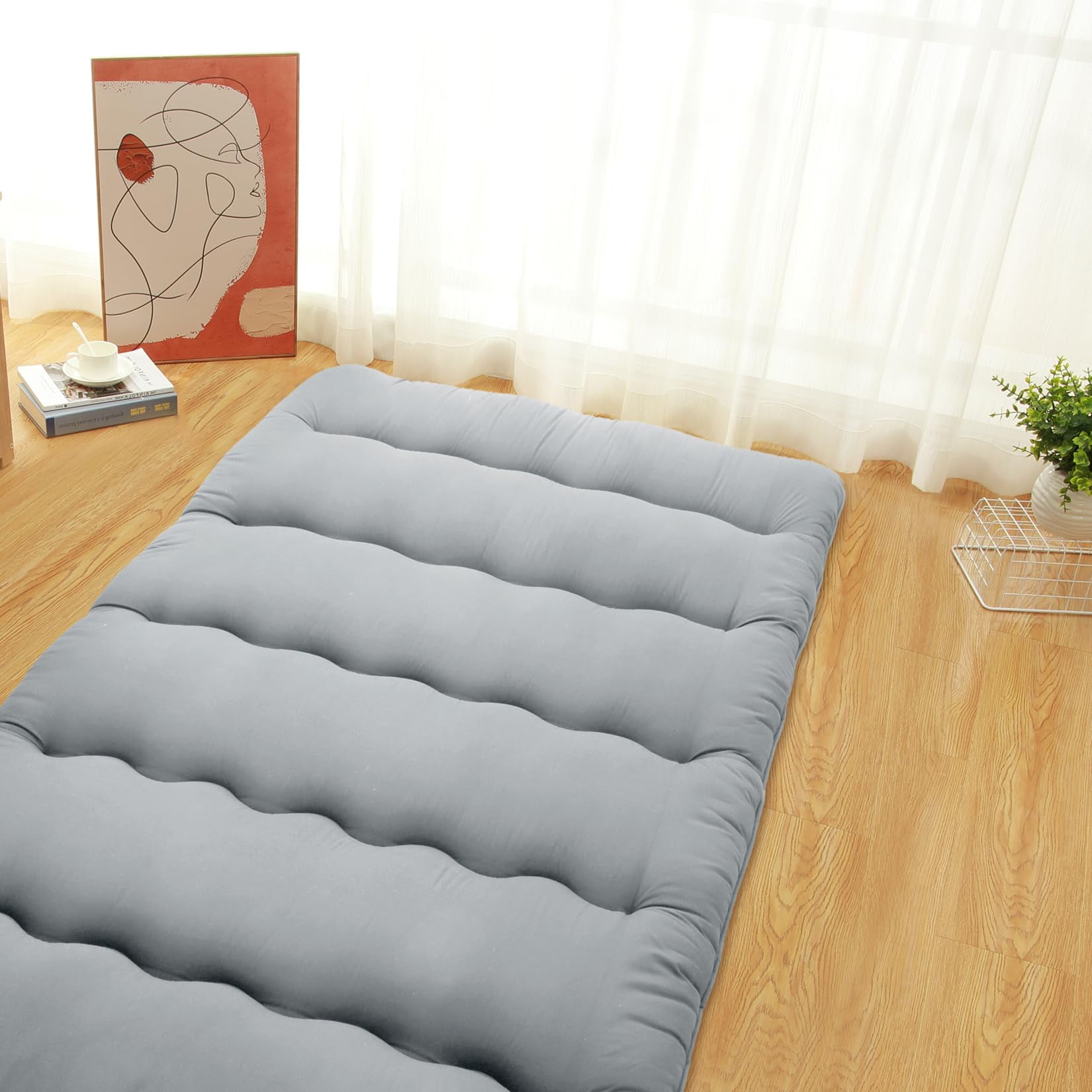 Danolapsi Japanese Floor Mattress Twin/Full Size,Futon Mattress Foldable Sleeping Pad for Kids,Roll Up Mattress Tatami Mat for Camping,Guest Room,Bedroom