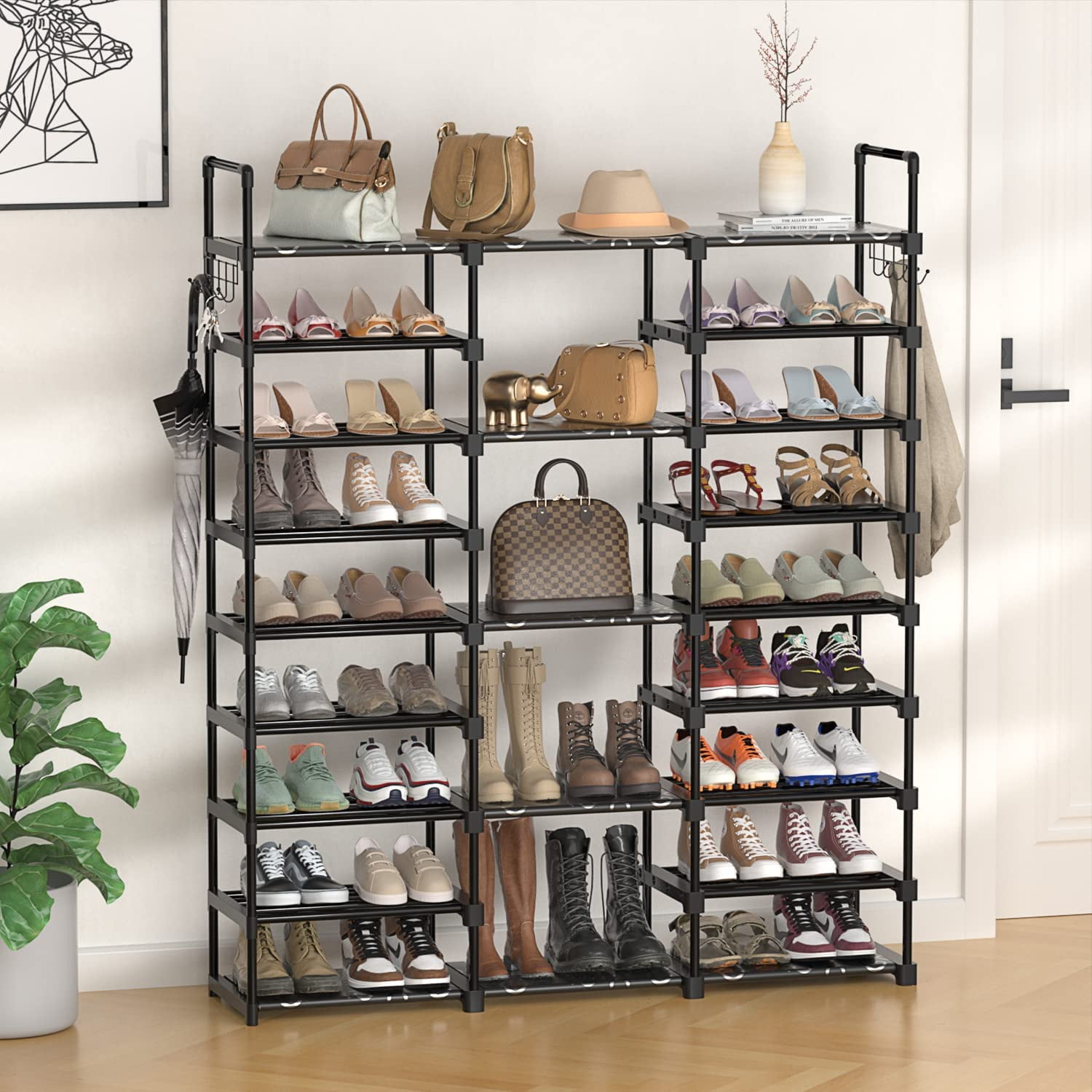 Dropship 9 Tiers Shoe Rack Storage Organizer Shoe Shelf Organizer For  Entryway Holds 50-55 Pairs Shoe; Stackable Shoe Cabinet Shoe Rack to Sell  Online at a Lower Price