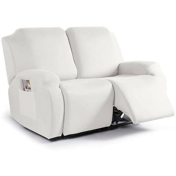 XmhyTop-A Couch Cover Jacquard Stretch Sofa Covers Reclining Chair Cover for Living Room Sofa Easy Fit Washable Furniture Sofa Protector 2 seat (White)