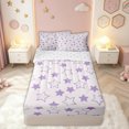 thumbnail image 2 of meiyoeat Cartoon Stars Zipper Twin Comforter Sets with Fitted Sheet and 2 Pillowcases for Kids Girls, Dreamy Galaxy Zipper Bedding Set for Bedroom, Purple White, ReversibleG, 2 of 6
