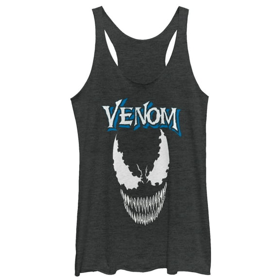 Women's Marvel Venom Face Logo  Racerback Tank Top Black Heather Large