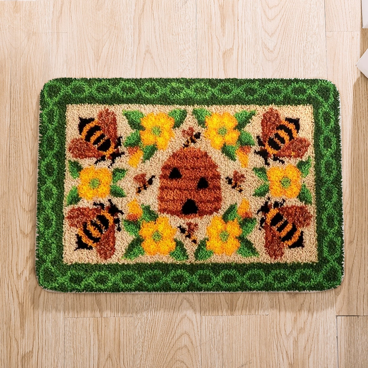Latch hook rug kit,latch hook cushion kits,Ladybug And Bee Latch Hook Rug Kit for Adults Crocheting Carpet Rug Yarn Sofa Cushion Mat Tapestry DIY Carpet Arts Crafts 50×38cm/20*15in