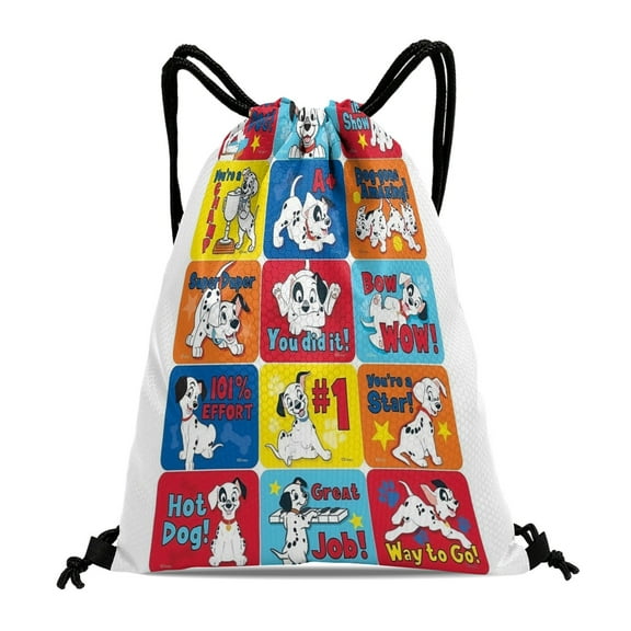 Drawstring Backpack for 101 Dalmatians Sackpack Women Men Adults Party Favor Bags Sports for Gym Travel Swimming Hiking Camping Tote Bag 11.8 × 15.7 in