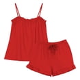 thumbnail image 6 of hoksml Women's Ruffle Trim Cami Top and Drawstring Shorts Pajama Set, 2 Piece Loungewear, 6 of 6