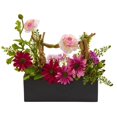 thumbnail image 1 of Nearly Natural 1688 Daisy & Ranunculus Artificial Arrangement in Black Vase, 1 of 1
