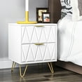 thumbnail image 2 of Hommoo 2 Drawers Nightstand Set, Modern Bedside Table Set with Metal Leg, Accent End Side Table for Living Room & Bedroom, White, 2 of 9