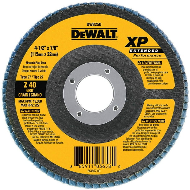 Disco de solapa DEWALT DW8250 40g XP de 4,5 pulgadas