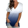 thumbnail image 2 of Giftesty Womens Plus Size Women's Gradient Printed Blouse V-Neck Short Sleeve Loose T-Shirt Tops, 2 of 7
