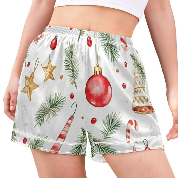 joogoo Women's Pajama Lounge Shorts Christmas Ball Stars Bottoms Sleep Short M