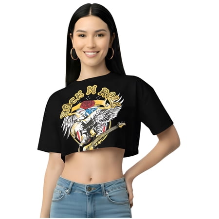 ROCK ROLL CROP T-SHIRT BKSM