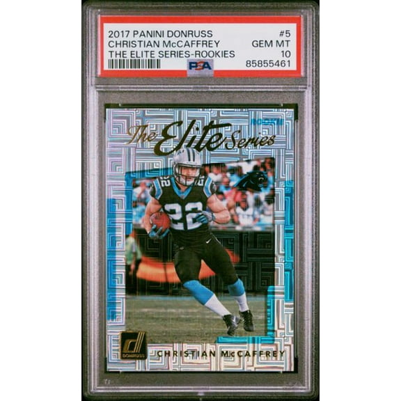 Graded 2017 Panini Donruss Christian McCaffrey #5 The Elite Series Rookies RC Football Card PSA 10 Gem Mint