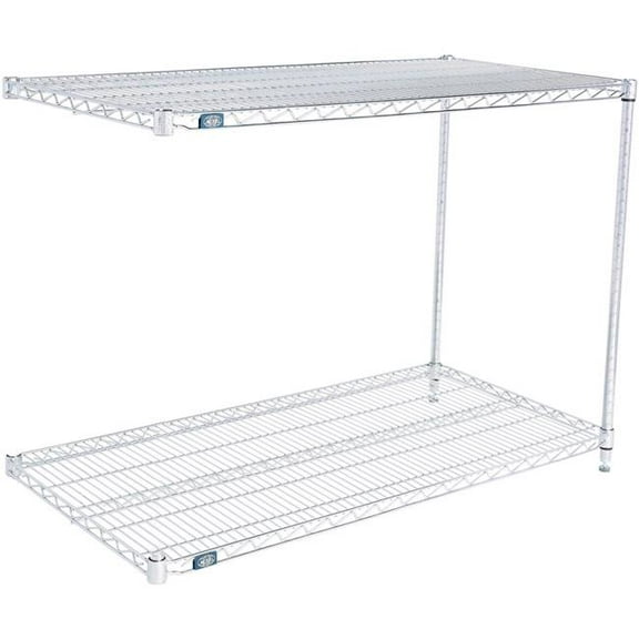 Global Industrial A14243C2 Nexel 2 Shelf Chrome Wire Shelving Unit Add On, Chrome - 24 x 14 x 34 in.