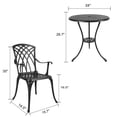 thumbnail image 3 of Polar Aurora 3 Piece Cast Aluminum Patio Bistro Set Table Outdoor Round Dining Armchair with Umbrella Hole for Porch, Lawn, Garden, Backyard, Pool, Black, 3 of 10