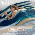 thumbnail image 4 of Abstract Modern Duvet Cover Set Full Size, Gold Blue Ripple 4 Piece Soft Microfiber Bedding Set with 1 Duvet Cover, 1 Flat Sheet, 2 Pillowcases, 4 of 9