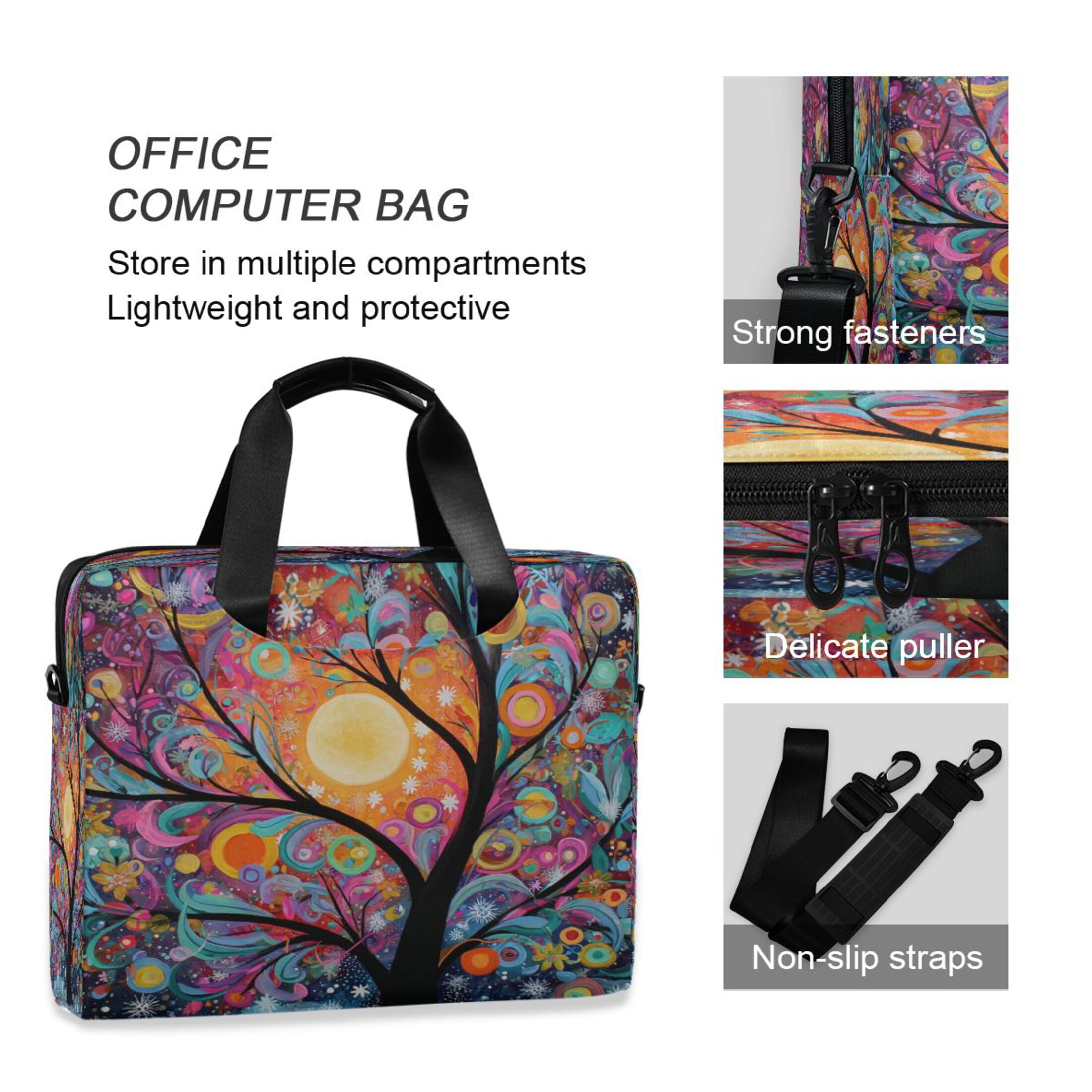 16" Laptop Tote Bag Laptop Sleeve Case Computer Briefcase for Work & Travel Beautiful Abstract Tree Painting