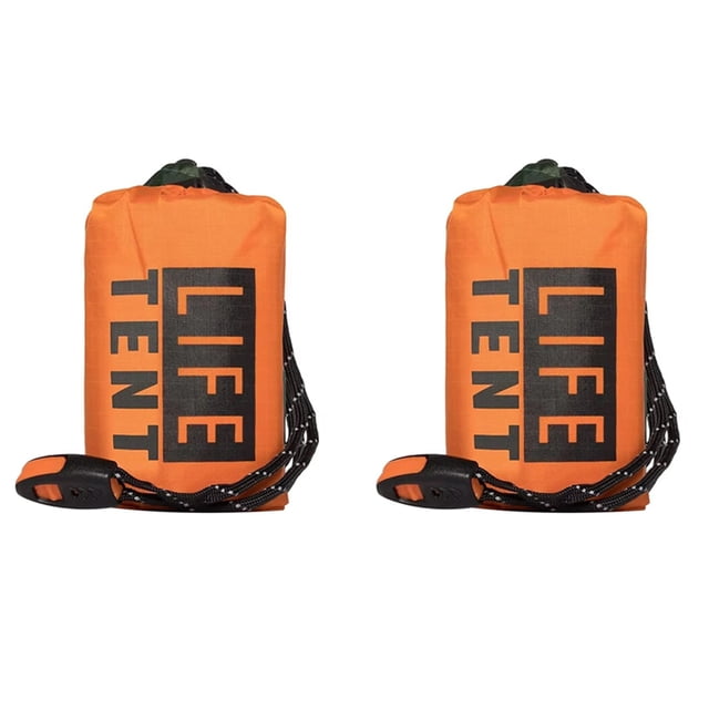 Tente d'Urgence Isolée 2X pour 2 Personnes, Imperméable, Sauvetage d'Urgence, Isolée, Comprend Sifflet de Sauvetage, Tente en Ripstop