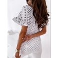 thumbnail image 2 of New Women's Summer Loose V Neck Pullover Tops Dot Printed Ruffle Sleeve Casual Tops, 2 of 2