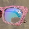 thumbnail image 2 of Oprah style Bling Rhinestone Square Reading Glasses For Women Shiny Diamond Blue Light Blocking Eyeglasses, 2 of 4