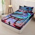 thumbnail image 2 of Metsweet Galaxy Gradient Dragon Zipper Twin Comforter Sets with Fitted Sheet and 2 Pillowcases, Japanese Samurai Sakura Zipper Bedding Set, Blue Purple Red Black,4-Piece,Black Reversible, 2 of 6