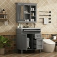 thumbnail image 5 of Miekor 30'' Bathroom Vanity with Top Sink, Modern Bathroom Storage Cabinet with 2 Drawers and a Tip-out Drawer, Freestanding Vanity Set with Mirror Cabinet, Single Sink Bathroom Vanity W5U6AAE, 5 of 9