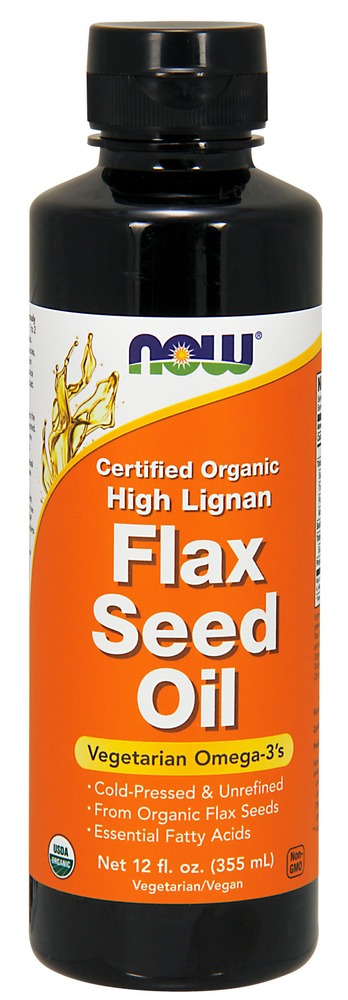 High Lignan Flax Oil Liquid Organic Now Foods 12 oz Liquid