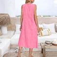 thumbnail image 6 of Inverlee Women's Linen Blend Sleeveless Dresses Crewneck Pocket Maxi Dresses Holiday Casual Loose Sundress, 6 of 8