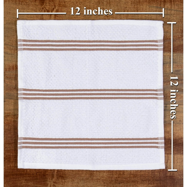 Sticky Toffee Cotton Terry Kitchen Towel and Dishcloth Set, Brown, 6 Pack, Size: 12 inch x 12 inch, 16 inch x 28 inch
