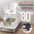 thumbnail image 2 of Caja de arena para gatos Eosarcu de acero inoxidable con tapa abatible XL, color blanco, 2 of 8