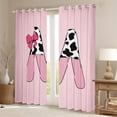 thumbnail image 2 of Erosebridal Initial Monogrammed Curtains Pack of 2 (42Wx63L),Bowknot Cow Print 30%-50% Black Out Curtains,Curtains for Living Room,Kawaii Room Decorative, 2 of 6