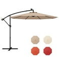 thumbnail image 1 of Gymax 10 ft Patio Offset Umbrella w/ Solar Lights Deck Umbrella w/ Easy Tilt Adjustment Tan, 1 of 10