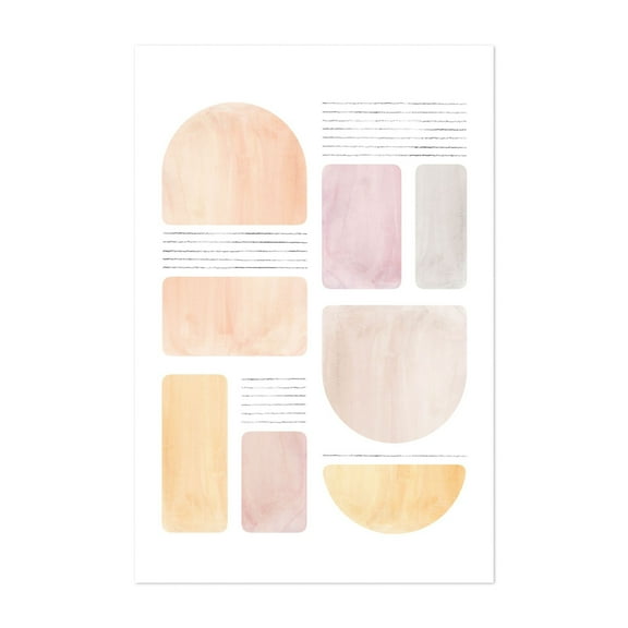 Soft pastel shapes - Mixed Media Unframed Wall Art Print 5 x 7 inches
