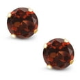 thumbnail image 2 of Gem Stone King 2.00 Cttw Red Garnet 18K Yellow Gold Plated Silver Silver 4-Prong Stud Earrings for Women | Gemstone Birthstone | Round 6MM, 2 of 5