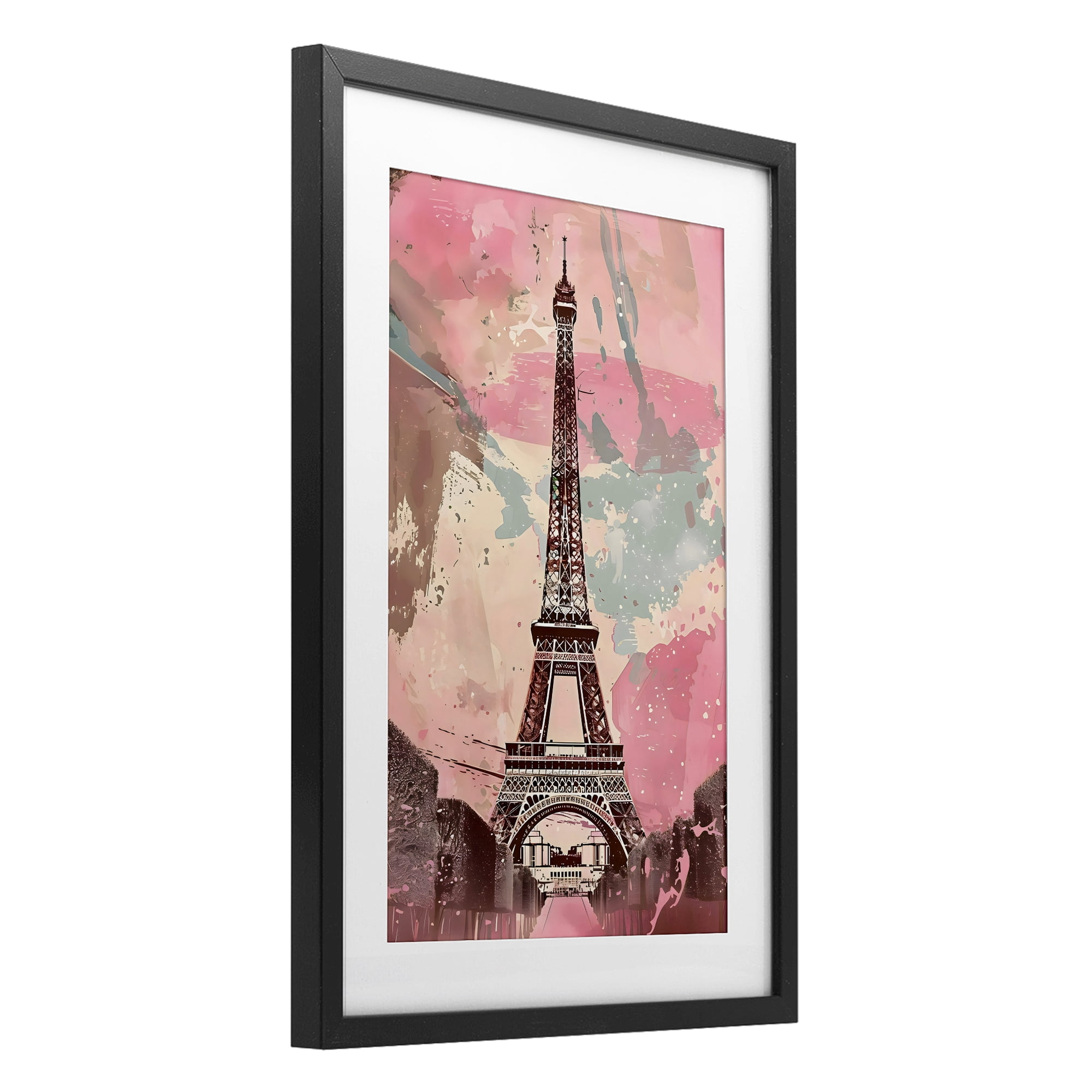 Stupell Industries Parisian Tower Pink & Blue Black Framed Print Under Glass, design by Creative Studio