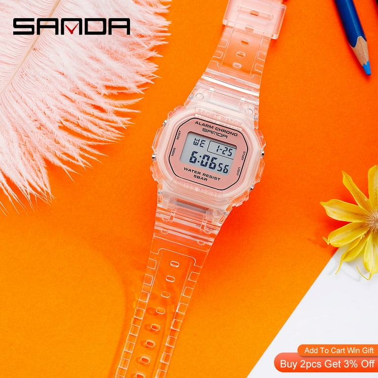 Sanda Fashion Sport Watch Women Transparent Strap Led Digital Clock Ladies  Electronic Watch Reloj Mujer Relogio Feminino 2009 - Digital Wristwatches 