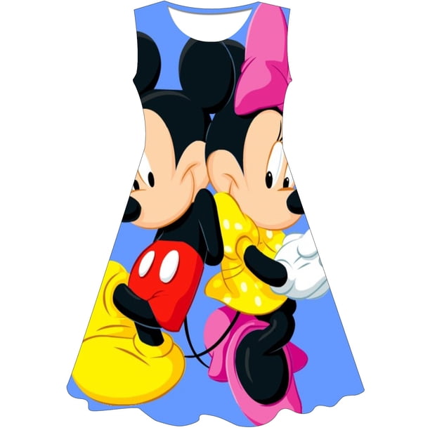Navidad Mickey Minnie Mouse impreso niñas Mickey Minnie vestido Navidad fiesta vestidos bebé niña ropa niño ropa 7T Gao Jinjia LED