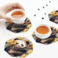 thumbnail image 7 of Pofeuu Clear Sky Cute Sunflower Panda Print Leather Coasters Set of 6, Round Cups Mugs Mat Pad for Home Kitchen Heat Resistant Drink Coasters,Octagon, 7 of 7