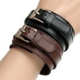 thumbnail image 6 of EHJRE Fashion Jewelry Vintage PU Cow Leather Wide Cuff Bracelet Snap Bangle for Men Black, 6 of 9