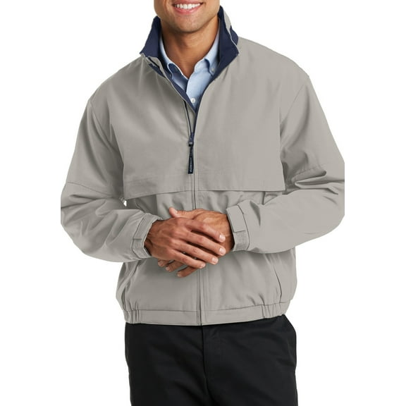 Just Blanks Legacy Jacket Stowaway Hood In Cadet Collar Interior Chest Pocket, Stone/Dark Navy, 5XL