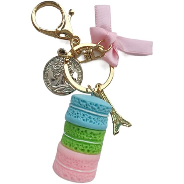 Macaron Eiffel Tower Keychain, Colorful Bowknot Bag Charm KeyChain, Cute Candy Pendant Key Chain for Handbag Purse Wallet Backpack Car Keyring for Women Girls
