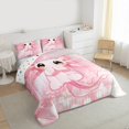 thumbnail image 3 of Castle Fairy Kawaii Axolotl Salamander 3 Pieces Queen Comforter Set for Preppy Child,Pink Bling Glitter Ultra Soft Bedding Sets,Cartoon Animal Bedding Comforter Set,Lightweight Room Decor, 3 of 8