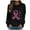 Black, variant on WREESH Women's Fall Crewneck Sweatshirt Pink Ribbon Graphic Crewneck Pullover Tops Black
