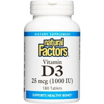 Natural Factors Vitamin D3 1000 IU (25 mcg), Supports Strong Bones, Muscles and Immune Function, 180 Tablets