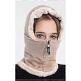 thumbnail image 4 of Ladies Elegant Knitted Balaclava Hat Women s Scarf Hat Set with Zip Neck Ear Warmer Thick Windproof Fleece Padded Hood Cycling Skiing Cap Winter Outdo, 4 of 4